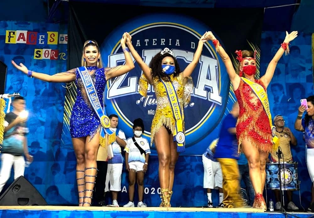 Madrinha de Bateria Sheila Hachas, Rainha Cintia Mello e Musa da Bateria Livia Nayara - Foto: Assessoria de Imprensa Tucuruvi